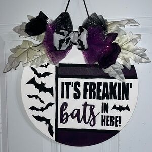 Halloween Wall Decor with Bats and Bow